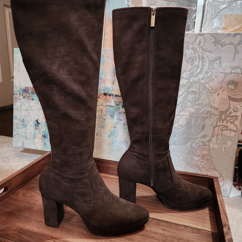 Anne Klein Over the Knee Boots with Chunky Heel